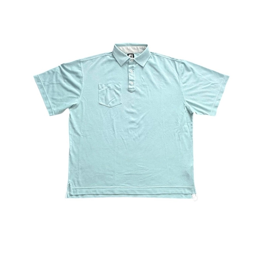 FootJoy Polo Shirt Mens Large Green Golf Pique Short Sleeve Pocket Logo Athletic